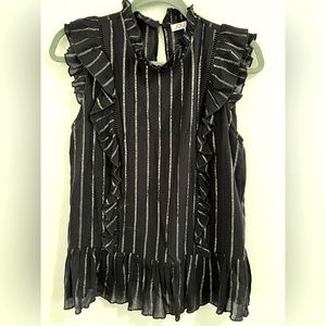 Joy * Joy black ruffle sleeve peplum blouse. Small.